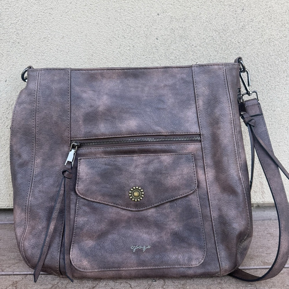 Opage Grey Faux Leather Crossbody Bag Camo Guitar Strap Messenger Hobo